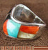 Multicolor Inlay Authentic Sterling Silver Ring Size 6-1/2 RS42303